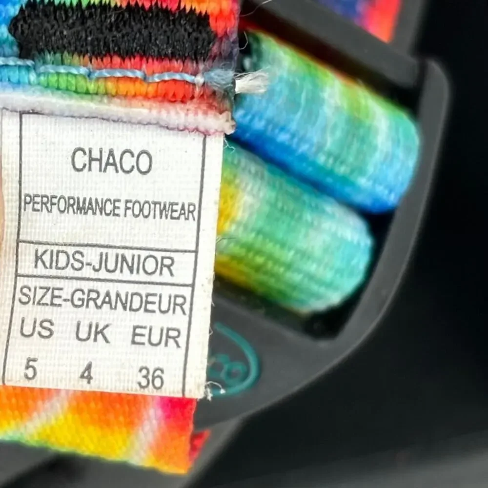 Chaco Chillos Sandals Size 5 Junior Sport‎ Black Rainbow Tie Dye Unisex Kids